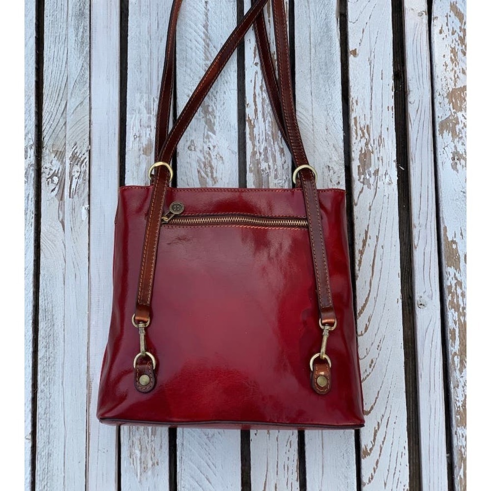 leather handbag,red leather backpack - Picture 3 of 12